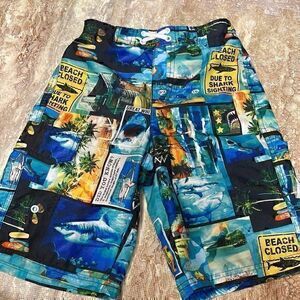 OP boys, shark print swim trunks.Size 8.